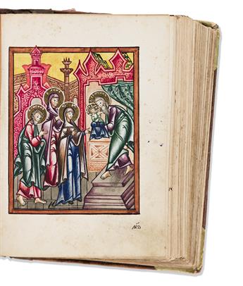 Manuscript in Church Slavonic. Prayerbook with Illuminated Miniatures.